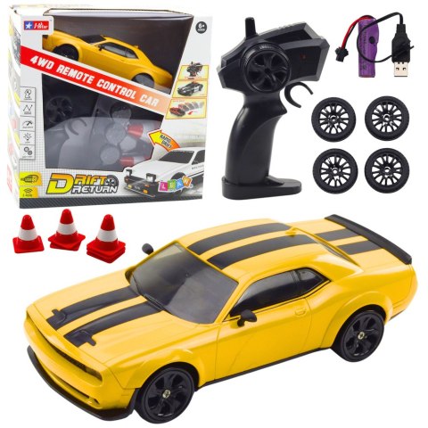 LEAN Toys Auto Sportowe Do Driftu Wymienne Koła Zdalnie Sterowany RC 4WD Żółte Sport LEAN Toys Auto Sportowe Do Driftu Wymienne Koła Zdalnie Sterowany RC 4WD Żółte Sport