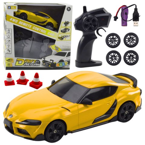 LEAN Toys Auto Sportowe Do Driftu Wymienne Koła Zdalnie Sterowany RC 4WD Żółte LEAN Toys Auto Sportowe Do Driftu Wymienne Koła Zdalnie Sterowany RC 4WD Żółte