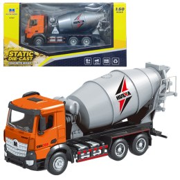 LEAN Toys Betoniarka Pojazd Budowlany Metalowa Huina Pomarańczowa 1:50