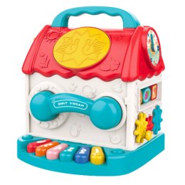 LEAN Toys Domek Edukacyjny Kostka Interaktywna Grzechotka Sorter Dźwięki Kolorowy