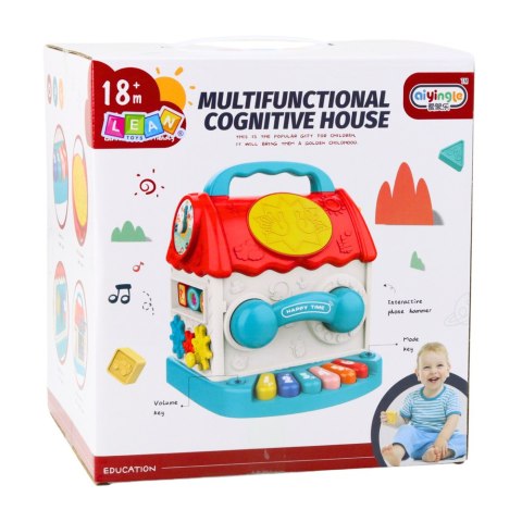 LEAN Toys Domek Edukacyjny Kostka Interaktywna Grzechotka Sorter Dźwięki Kolorowy LEAN Toys Domek Edukacyjny Kostka Interaktywna Grzechotka Sorter Dźwięki Kolorowy
