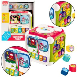 LEAN Toys Duża Kostka Edukacyjna Wielofunkcyjna Pianinko Sorter Bębenek
