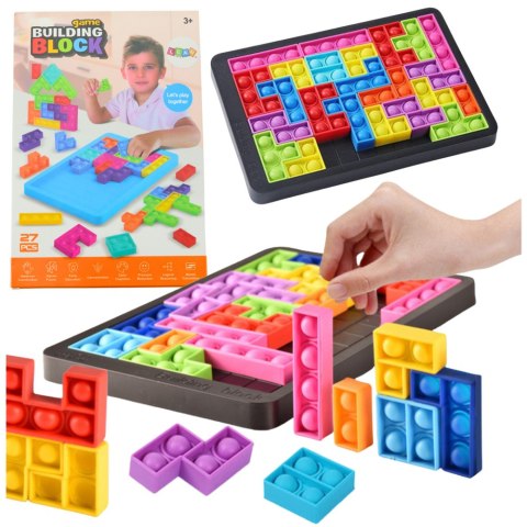LEAN Toys Gra Tetris Pop-It Układanka Puzzle 3w1 Sensoryczna Kolorowa 27el LEAN Toys Gra Tetris Pop-It Układanka Puzzle 3w1 Sensoryczna Kolorowa 27el