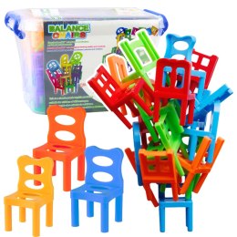 LEAN Toys Gra Zręcznościowa Spadające Balansujące Krzesła 48 Elementów Kolorowe