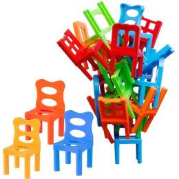 LEAN Toys Gra Zręcznościowa Spadające Balansujące Krzesła 48 Elementów Kolorowe
