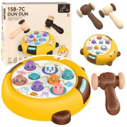 LEAN Toys Gra Zręcznościowa Whack- A- Mole Dwa Młotki Kotek Żółto Brązowa