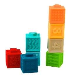 LEAN Toys Gumowe Klocki Sensoryczne Edukacyjne Dla Malucha Liczby Zwierzęta Wzory 8el