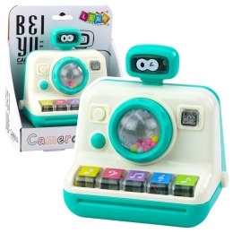 LEAN Toys Interaktywny Aparat Pianinko Grzechotka Światła Dźwięki Biało Zielony