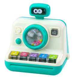 LEAN Toys Interaktywny Aparat Pianinko Grzechotka Światła Dźwięki Biało Zielony