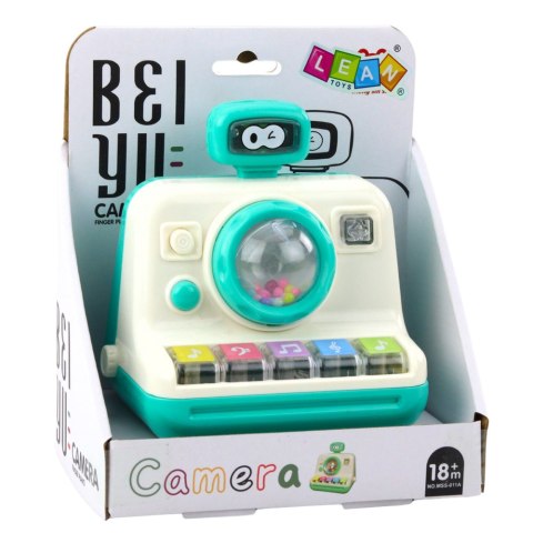 LEAN Toys Interaktywny Aparat Pianinko Grzechotka Światła Dźwięki Biało Zielony LEAN Toys Interaktywny Aparat Pianinko Grzechotka Światła Dźwięki Biało Zielony