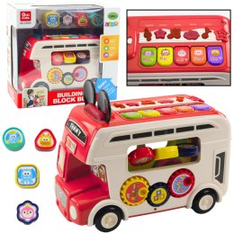 LEAN Toys Interaktywny Autobus Edukacyjny Sorter Światła Dźwięki Czerwony