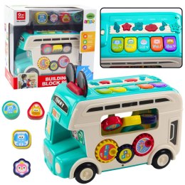 LEAN Toys Interaktywny Autobus Edukacyjny Sorter Światła Dźwięki Turkusowy