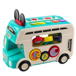 LEAN Toys Interaktywny Autobus Edukacyjny Sorter Światła Dźwięki Turkusowy