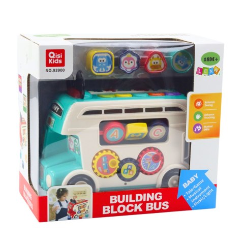 LEAN Toys Interaktywny Autobus Edukacyjny Sorter Światła Dźwięki Turkusowy LEAN Toys Interaktywny Autobus Edukacyjny Sorter Światła Dźwięki Turkusowy