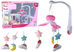 LEAN Toys Karuzela Do Łóżeczka Klips Uniwersalny Pluszowe Zawieszki Różowa