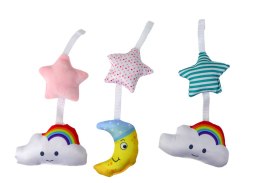 LEAN Toys Karuzela Do Łóżeczka Klips Uniwersalny Pluszowe Zawieszki Różowa