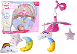 LEAN Toys Karuzela Do Łóżeczka Na Baterie Klips Uniwersalny Pluszowe Zawieszki Różowa