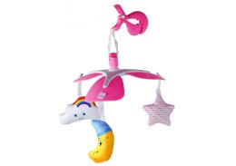 LEAN Toys Karuzela Do Łóżeczka Na Baterie Klips Uniwersalny Pluszowe Zawieszki Różowa