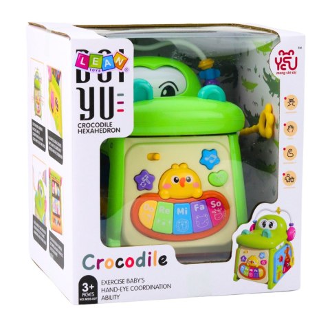 LEAN Toys Kostka Edukacyjna Interaktywna Sorter Pianinko Sensoryczny Krokodyl LEAN Toys Kostka Edukacyjna Interaktywna Sorter Pianinko Sensoryczny Krokodyl