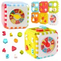LEAN Toys Kostka Edukacyjna Sorter Cyferki Wzory Zegar Kolorowa