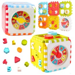 LEAN Toys Kostka Edukacyjna Sorter Cyferki Wzory Zegar Kolorowa