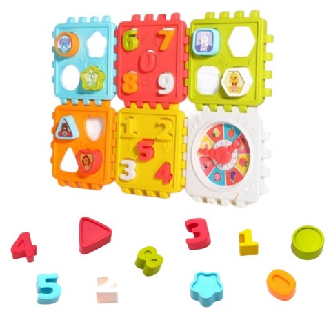 LEAN Toys Kostka Edukacyjna Sorter Cyferki Wzory Zegar Kolorowa LEAN Toys Kostka Edukacyjna Sorter Cyferki Wzory Zegar Kolorowa