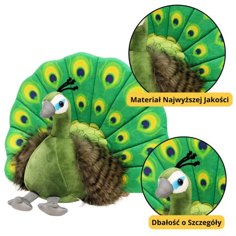 LEAN Toys Maskotka Pluszowa Przytulanka Elegancki Paw Zielony 30cm LEAN Toys Maskotka Pluszowa Przytulanka Elegancki Paw Zielony 30cm