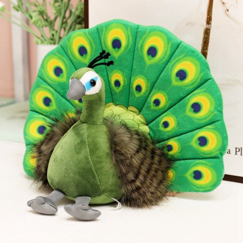 LEAN Toys Maskotka Pluszowa Przytulanka Elegancki Paw Zielony 30cm LEAN Toys Maskotka Pluszowa Przytulanka Elegancki Paw Zielony 30cm