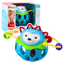 LEAN Toys Miękka Piłka Jeż Kulka Z Grzechotką Zabawka Sensoryczna Niebieska