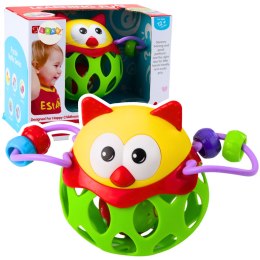 LEAN Toys Miękka Piłka Sowa Kulka Z Grzechotką Zabawka Sensoryczna Zielona