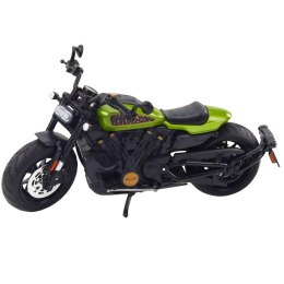 LEAN Toys Motocykl Chopper Metalowy Światła Dźwięki Czarny Zielone Elementy 1:12