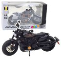 LEAN Toys Motocykl Chopper Metalowy Światła Dźwięki Czarny Złote Elementy 1:12
