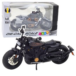LEAN Toys Motocykl Chopper Metalowy Światła Dźwięki Czarny Złote Elementy 1:12