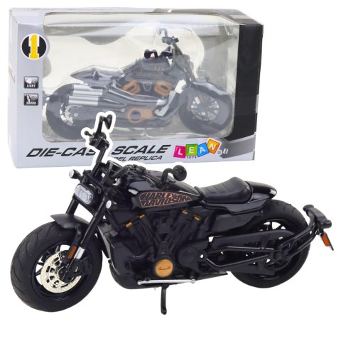 LEAN Toys Motocykl Chopper Metalowy Światła Dźwięki Czarny Złote Elementy 1:12 LEAN Toys Motocykl Chopper Metalowy Światła Dźwięki Czarny Złote Elementy 1:12