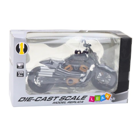LEAN Toys Motocykl Chopper Metalowy Światła Dźwięki Czarny Złote Elementy 1:12 LEAN Toys Motocykl Chopper Metalowy Światła Dźwięki Czarny Złote Elementy 1:12