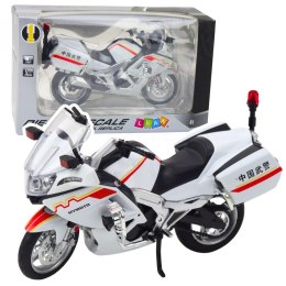 LEAN Toys Motocykl Metalowy Światła Dźwięki Biały Czerwone Żółte Linie 1:12