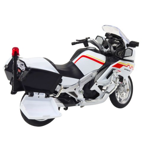 LEAN Toys Motocykl Metalowy Światła Dźwięki Biały Czerwone Żółte Linie 1:12 LEAN Toys Motocykl Metalowy Światła Dźwięki Biały Czerwone Żółte Linie 1:12
