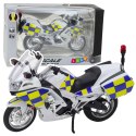 LEAN Toys Motocykl Policyjny Metalowy Światła Dźwięki Biały 1:12