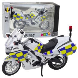 LEAN Toys Motocykl Policyjny Metalowy Światła Dźwięki Biały 1:12
