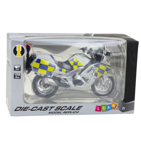 LEAN Toys Motocykl Policyjny Metalowy Światła Dźwięki Biały 1:12 LEAN Toys Motocykl Policyjny Metalowy Światła Dźwięki Biały 1:12