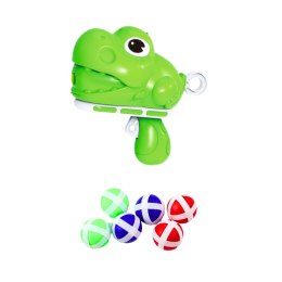 LEAN TOYS Gra Zręcznościowa Strzał Do Celu Pistolet Kulki Na Rzep Dinozaur