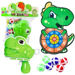 LEAN TOYS Gra Zręcznościowa Strzał Do Celu Pistolet Kulki Na Rzep Dinozaur