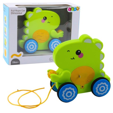 LEAN Toys Dinozaur Na Sznurku Jeżdżący Do Ciągnięcia Dla Malucha Grzechotka Zielony LEAN Toys Dinozaur Na Sznurku Jeżdżący Do Ciągnięcia Dla Malucha Grzechotka Zielony