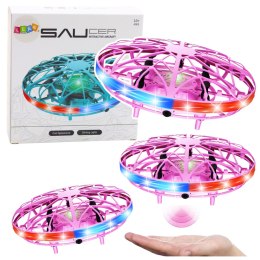 LEAN Toys Dron UFO Sterowany Ręką RC Światła LED Różowy