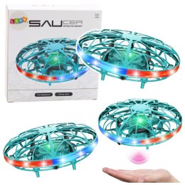 LEAN Toys Dron UFO Sterowany Ręką RC Światła LED Turkusowy