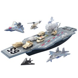 LEAN Toys Duży Lotniskowiec Wojskowy Myśliwce Czołgi Pojazdy 70cm