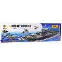 LEAN Toys Duży Lotniskowiec Wojskowy Myśliwce Czołgi Pojazdy 70cm