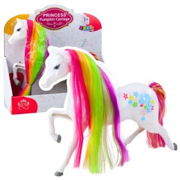 LEAN Toys Figurka Duży Koń Bajkowy Tęczowa Grzywa Kolorowe Zdobienia Biały