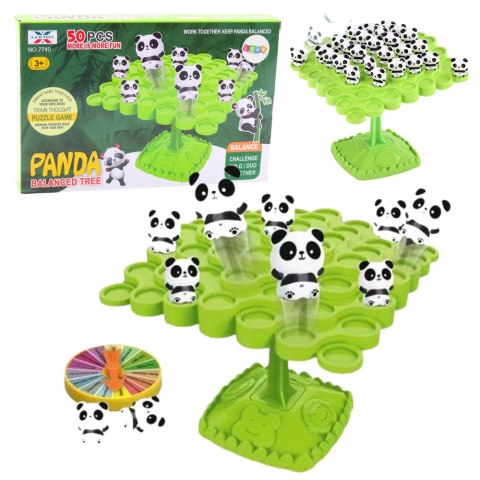 LEAN Toys Gra Zręcznościowa Balansujące Skaczące Pandy Drzewo 50el