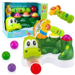 LEAN Toys Gra Zręcznościowa Zbijak Piłeczek Zjeżdżalnia Młotek Interaktywny Krokodyl